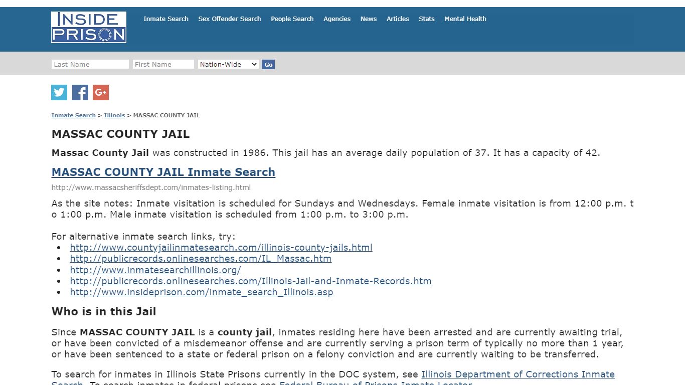 MASSAC COUNTY JAIL - Illinois - Inmate Search - Inside Prison
