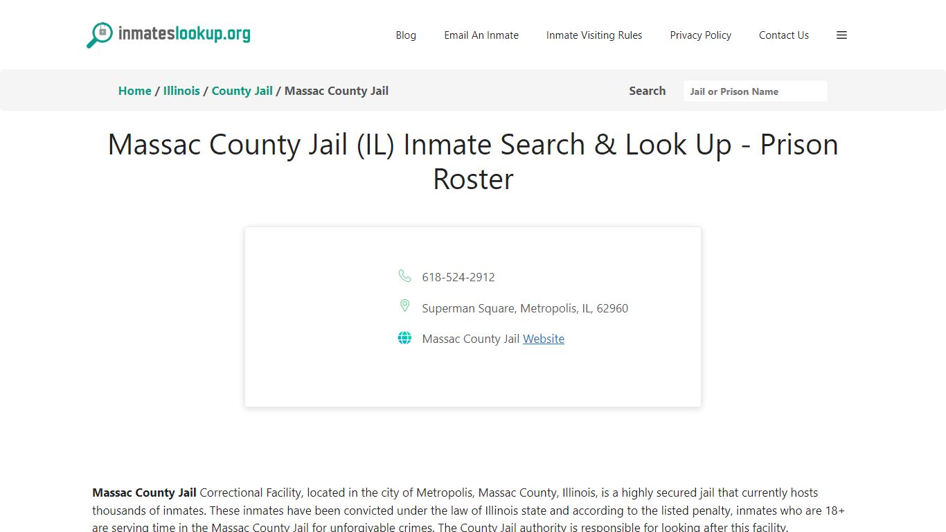 Massac County Jail (IL) Inmate Search & Look Up - Prison Roster